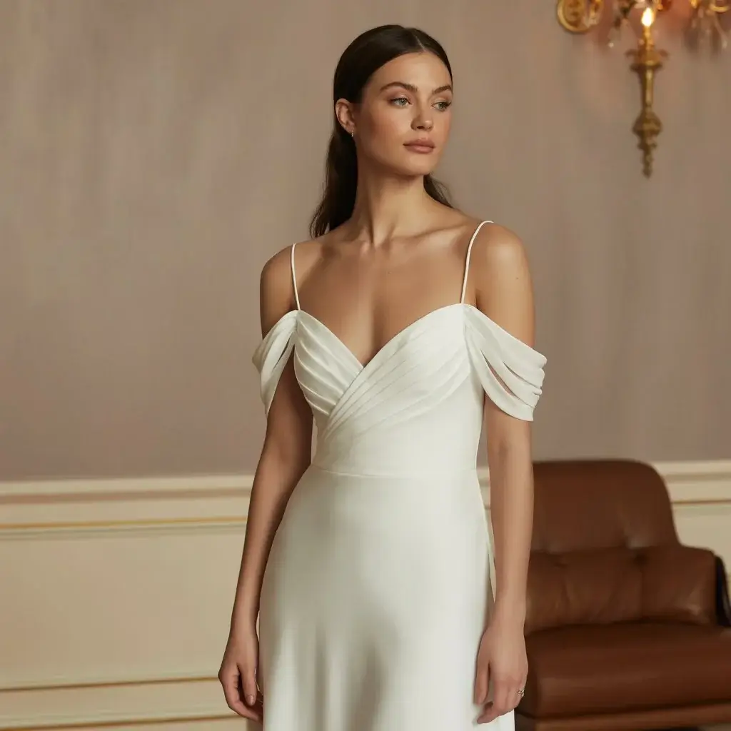 13 Bridal Slip Dresses Every Minimalist Bride Loves 13 Off-Shoulder Slip Variation Dress