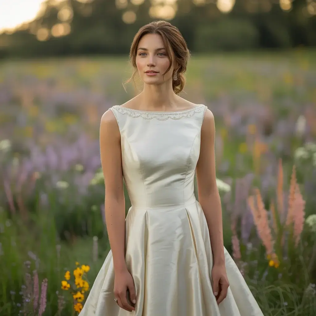 Top 15 Boat Neck Bridal Gowns Trending on Pinterest 5 Off-White Silk Luxury Dress