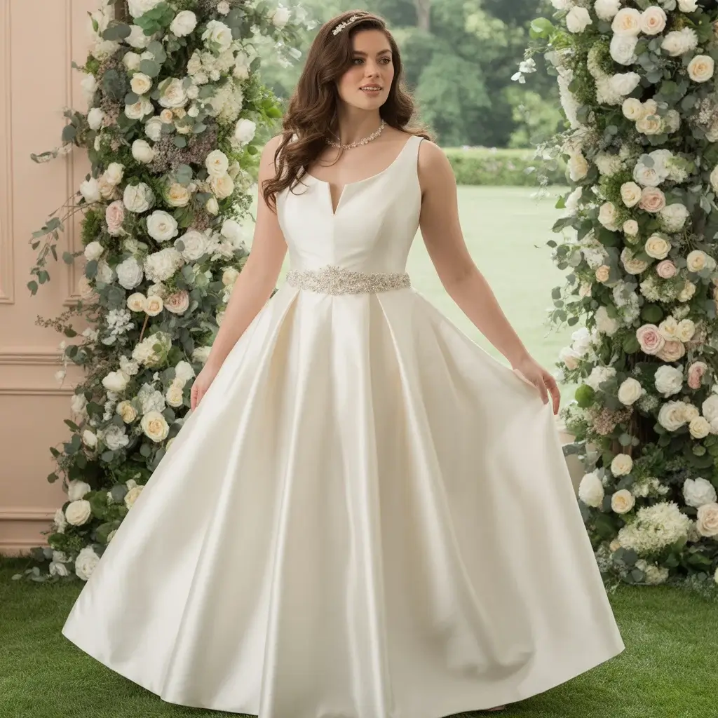 Off-White Silk with Pearl Details wedding dress