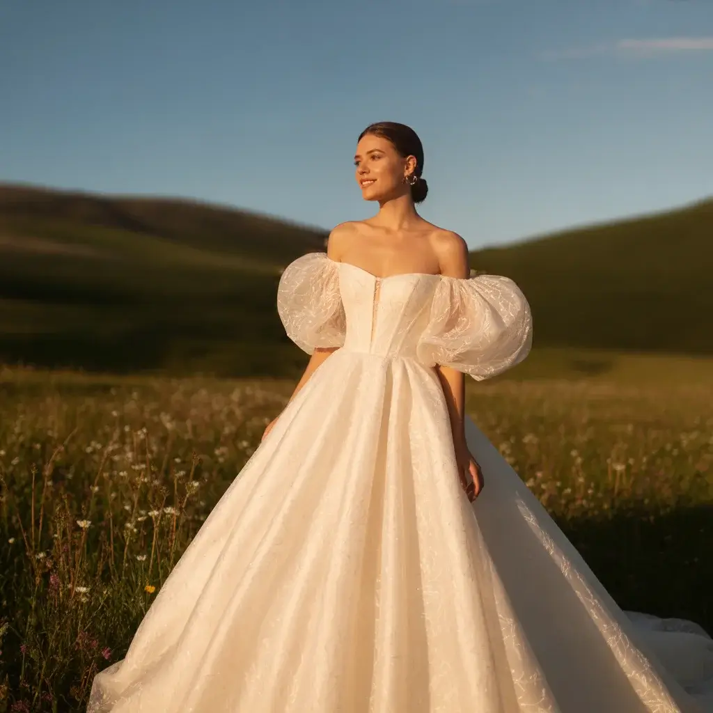 17 Wedding Dresses with Poofy Sleeves Brides Love 2 Off-the-Shoulder Puff Sleeve Ballgown