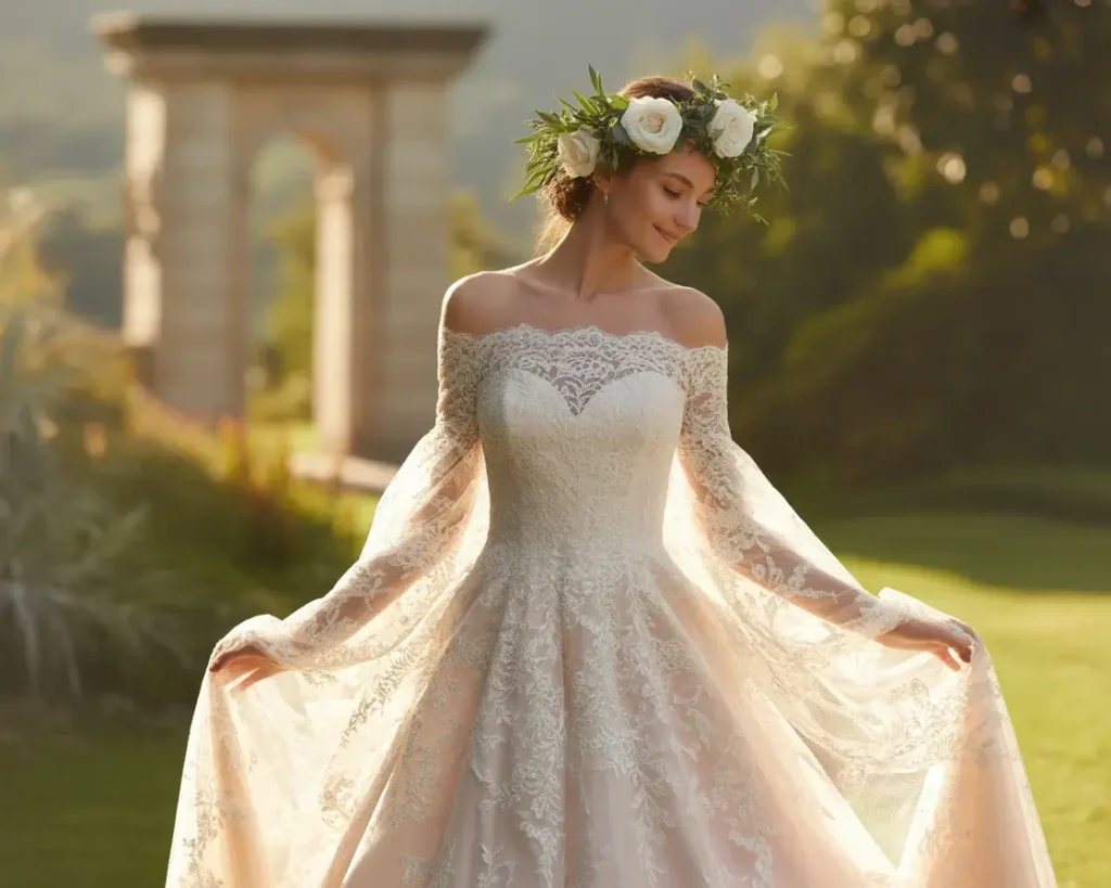 Off-the-Shoulder Romantic Lace Design