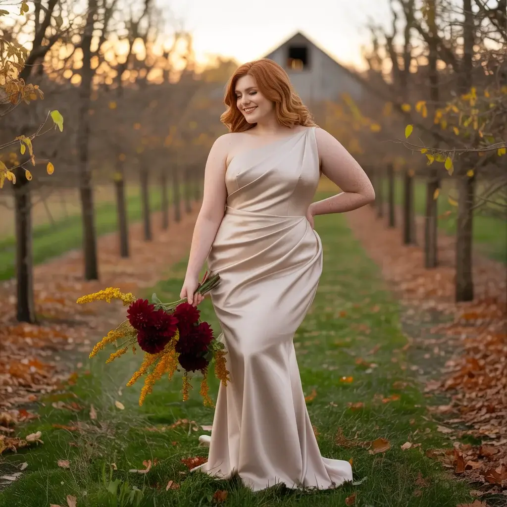 One-Shoulder Draped Gown