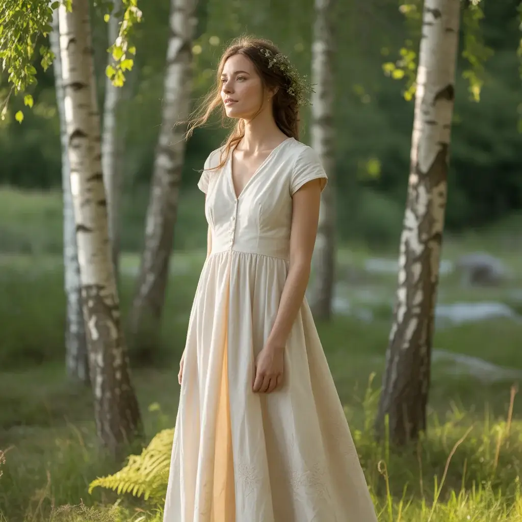 Organic Cotton Eco Friendly Forest Wedding Dress With Sustainable Natural Fabric And Simple Elegance