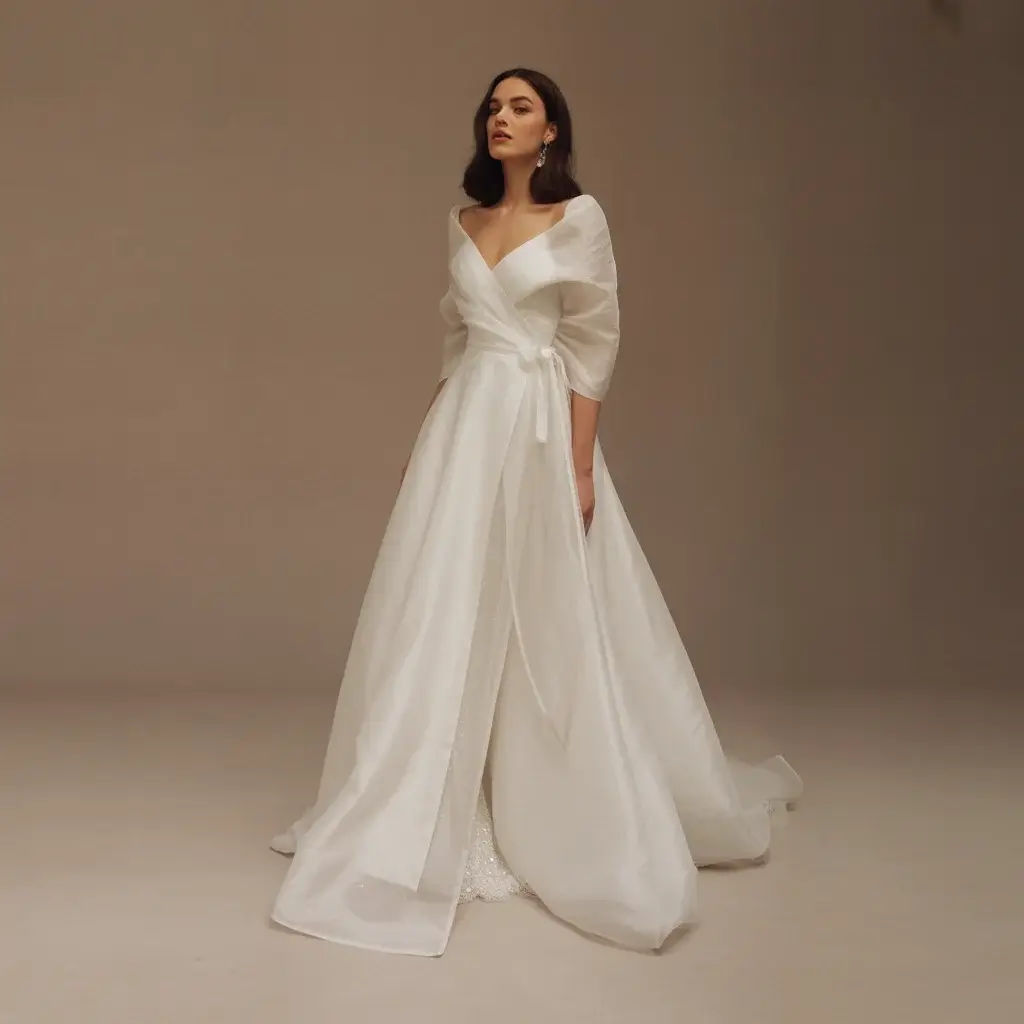 15 Organza Wedding Dresses Trending on Pinterest 12 Organza Wrap-Style Wedding Dress