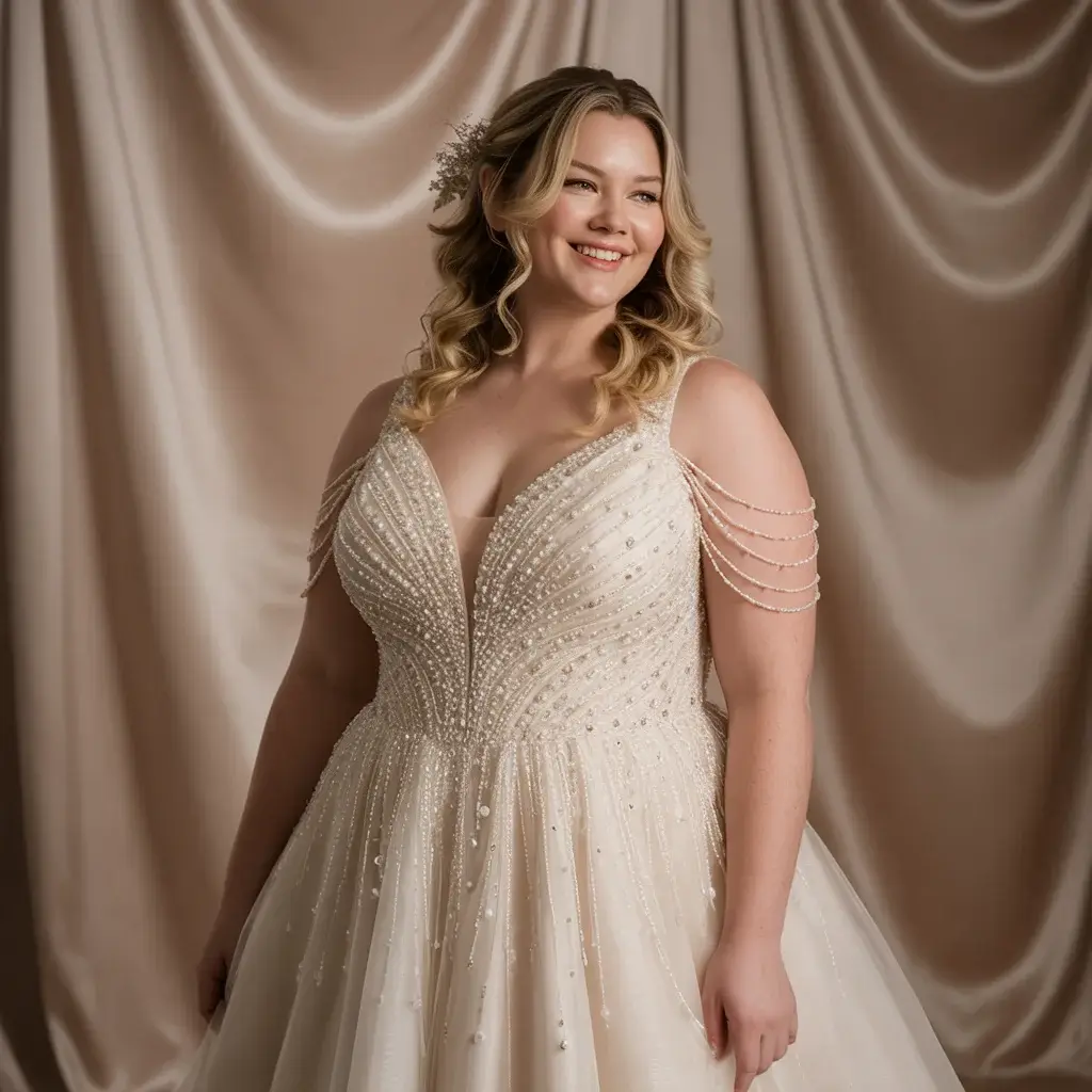 Top 17 Plus Size Mermaid Wedding Dresses Trending on Pinterest 13 Pearl and Crystal Beading Dress