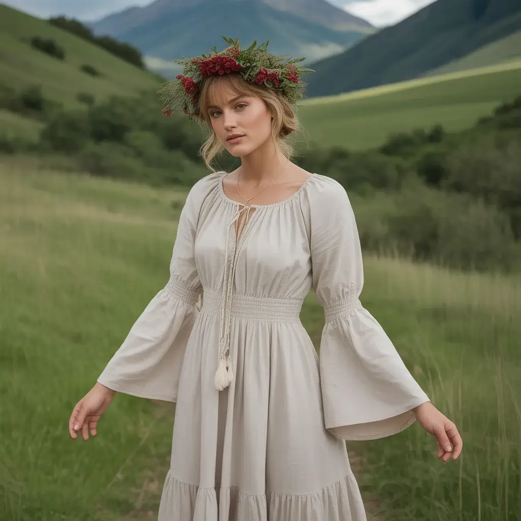 Peasant-Style Bell Sleeve Dress