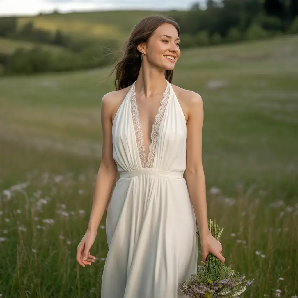14 Sexy Wedding Dresses Brides Are Saving on Pinterest 14 Plunging Halter Neck Dress