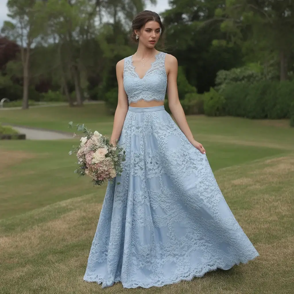 Powder Blue Lace Two-Piece Set