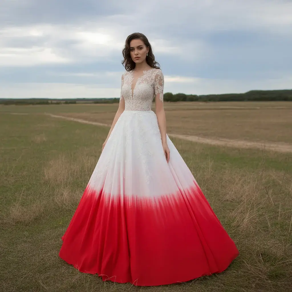 Top 19 Red Wedding Dresses That Are Breaking Pinterest Right Now 12 Red And White Ombre Wedding Design