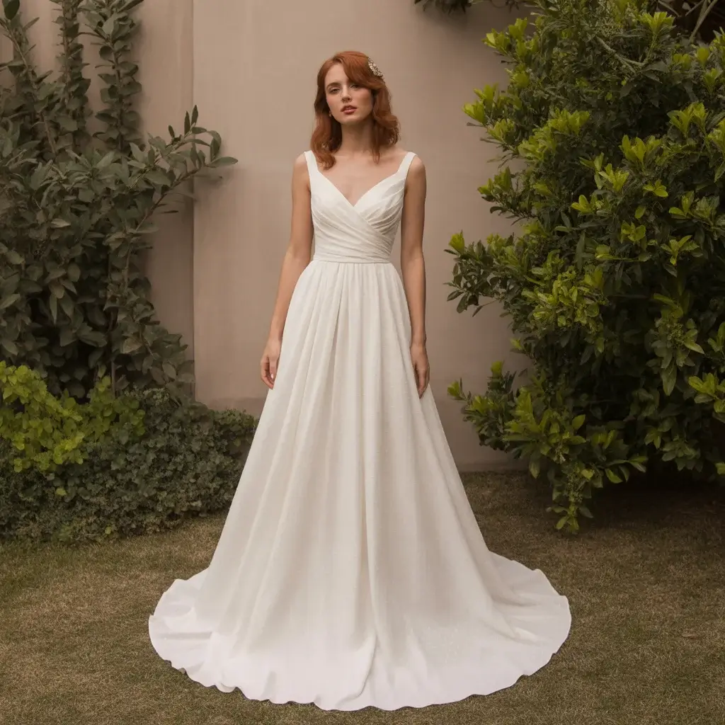 Romantic Cat Eye Garden Wedding Dress With Soft Draping And Natural Movement