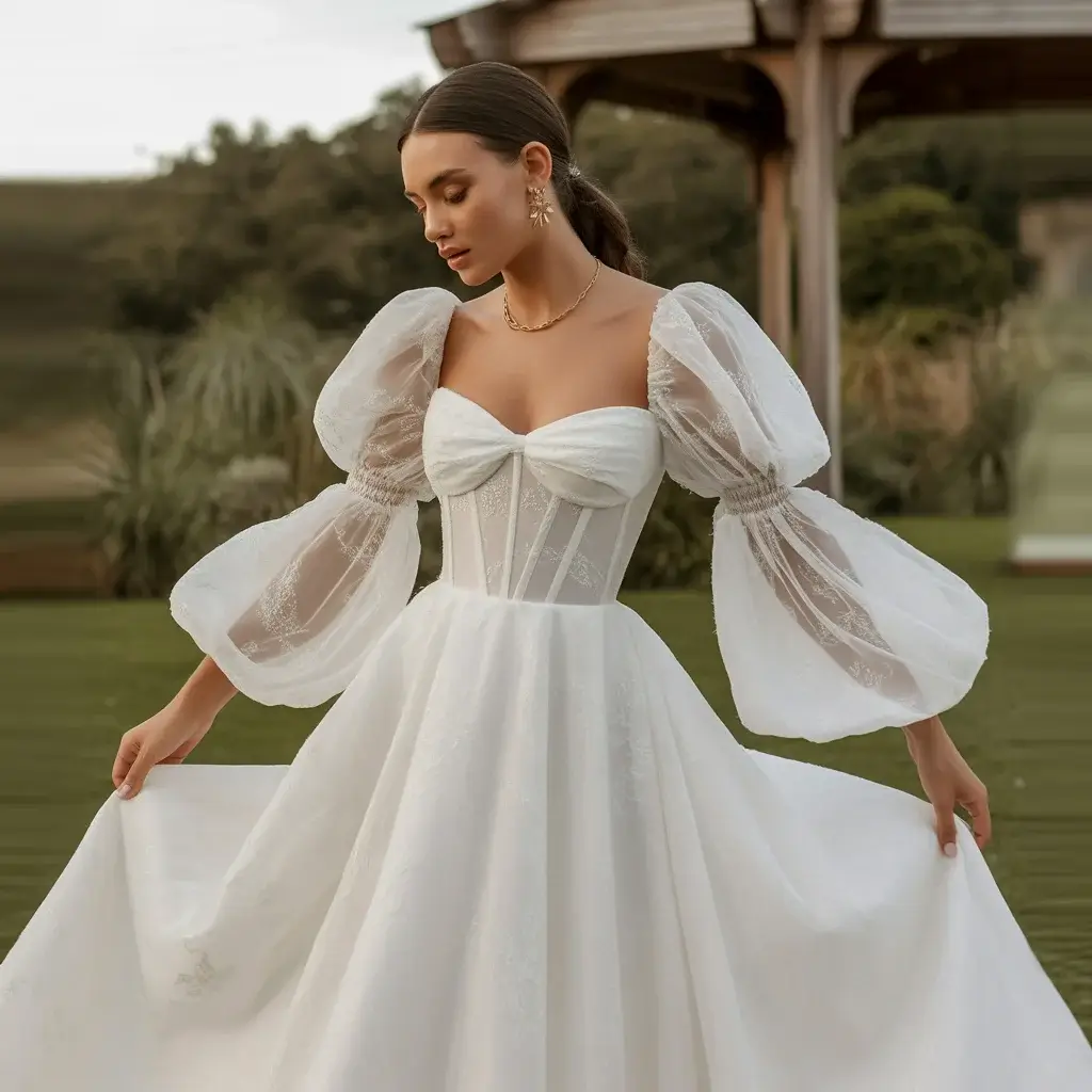 17 Wedding Dresses with Poofy Sleeves Brides Love 11 Romantic Poet Sleeve Wedding Gown