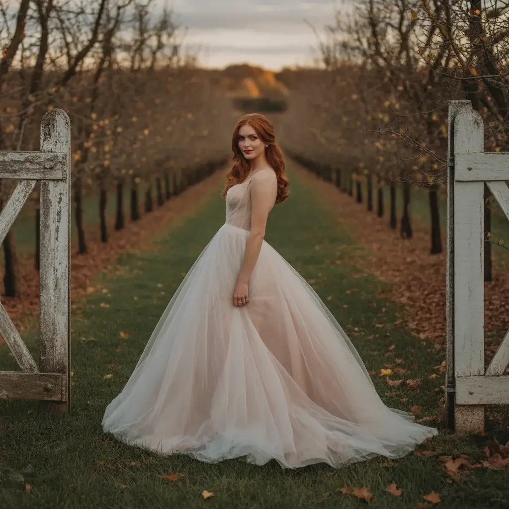 Romantic tulle ball gown garden