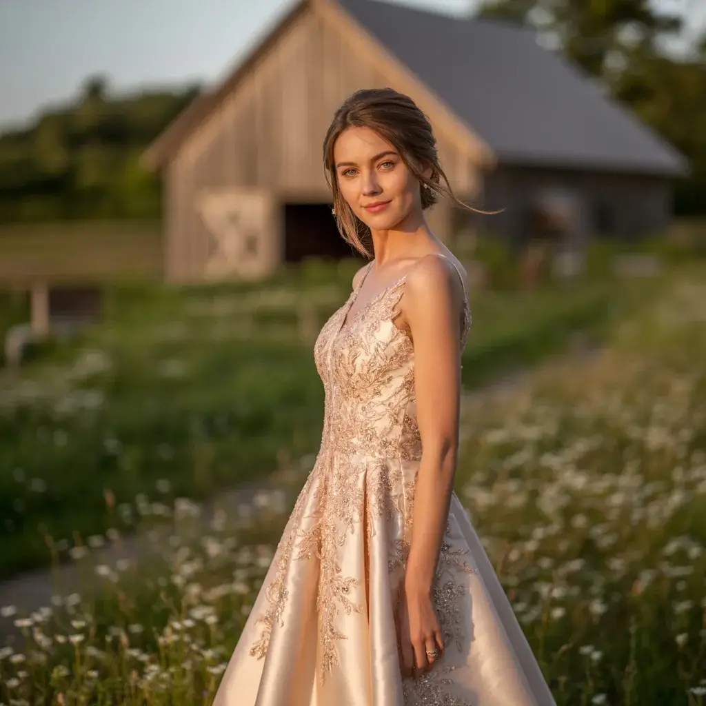 Rose Gold and Cream Luxury Dress