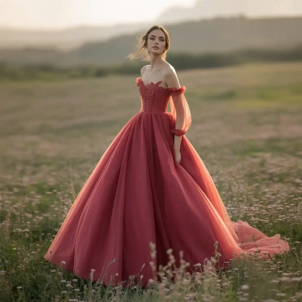 Top 19 Red Wedding Dresses That Are Breaking Pinterest Right Now 14 Rose Red Romantic Ball Wedding Gown