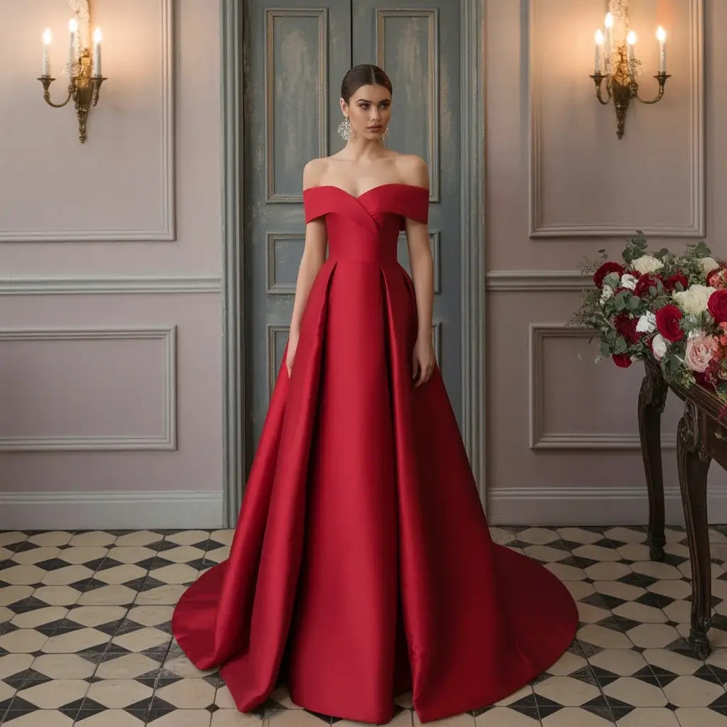Top 19 Red Wedding Dresses That Are Breaking Pinterest Right Now 4 Ruby Red Off Shoulder Wedding Design
