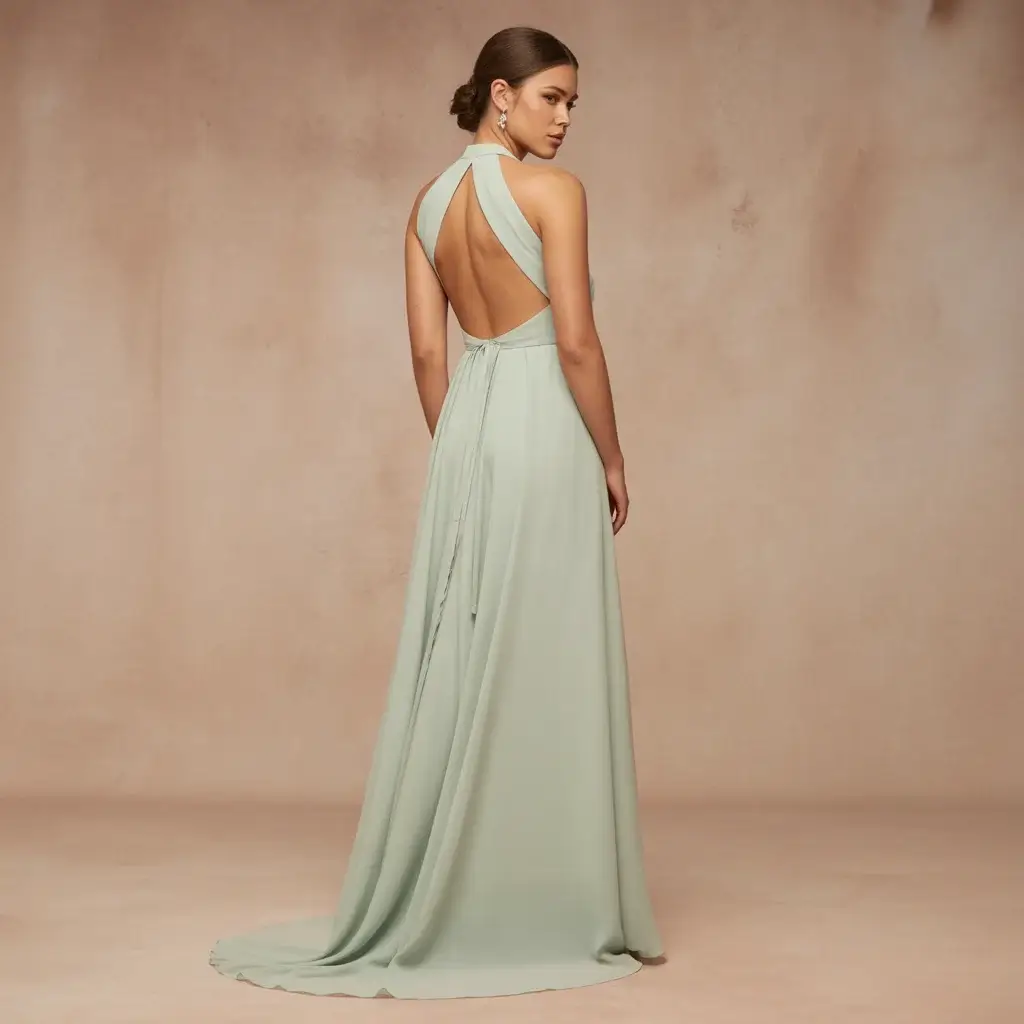 13 Halter Neck Dresses for Wedding Guests 4 Sage Green Halter Dress with Cut-out Back