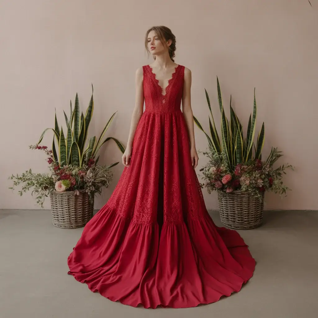 Top 19 Red Wedding Dresses That Are Breaking Pinterest Right Now 6 Scarlet Red Bohemian Style Wedding Gown