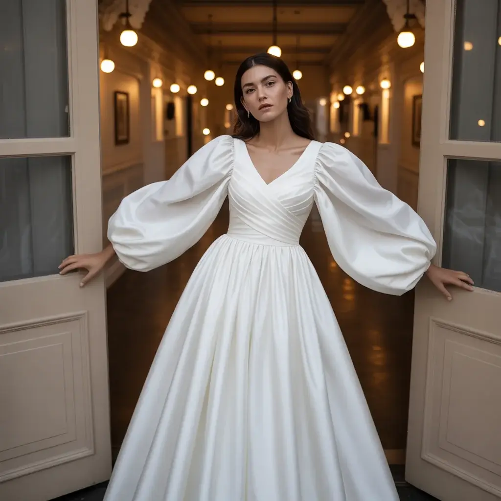 Top 17 Types of Wedding Dress Sleeves Trending on Pinterest Right Now 10 Sculptural balloon sleeves wedding dress with dramatic gathered volume