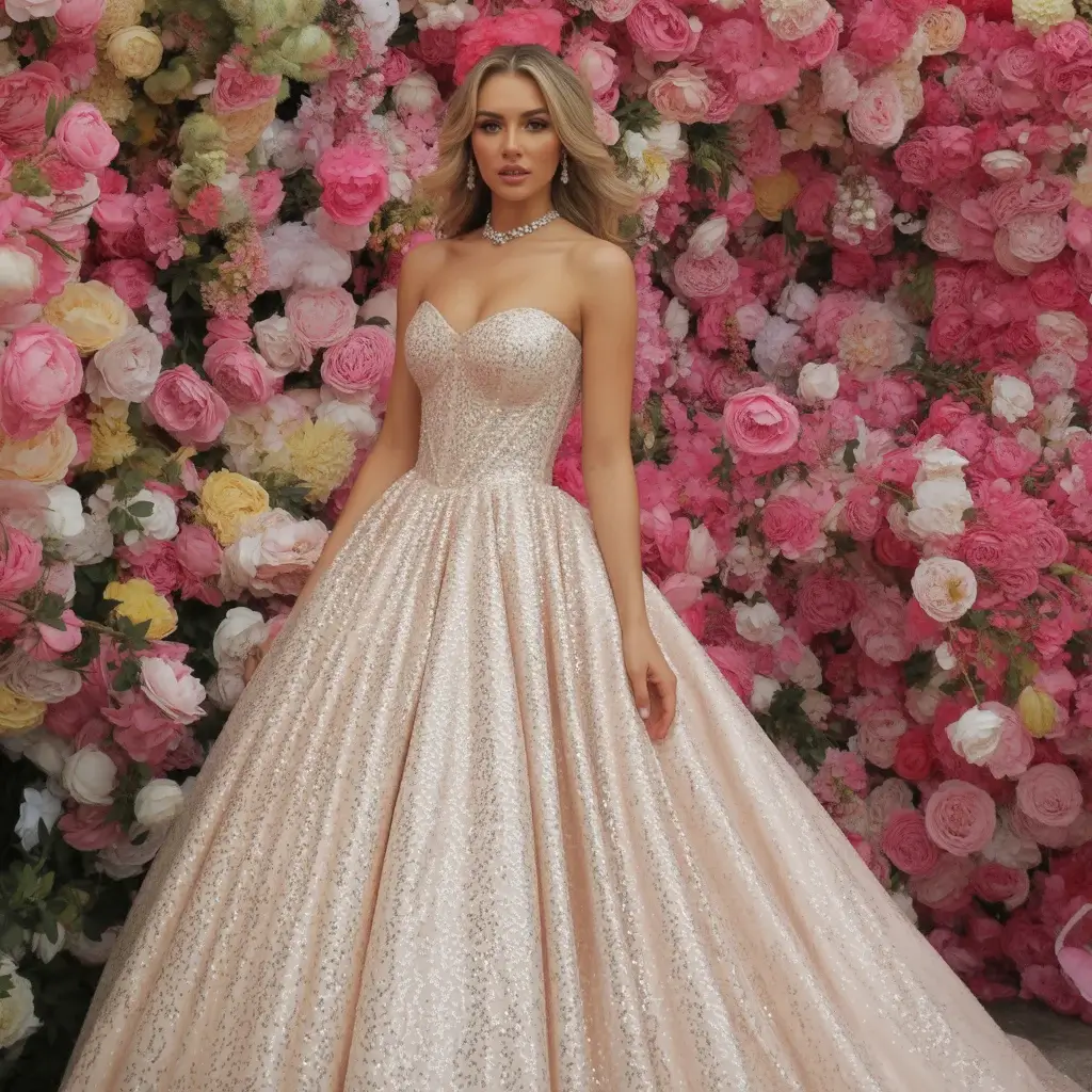Sequined Strapless Ballgown