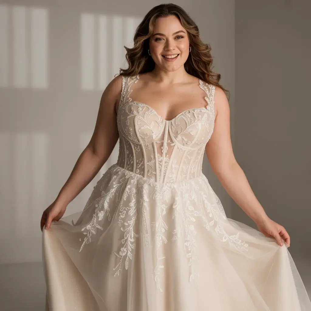 Top 17 Plus Size Mermaid Wedding Dresses Trending on Pinterest 8 Sheer Corset Bodice Dress
