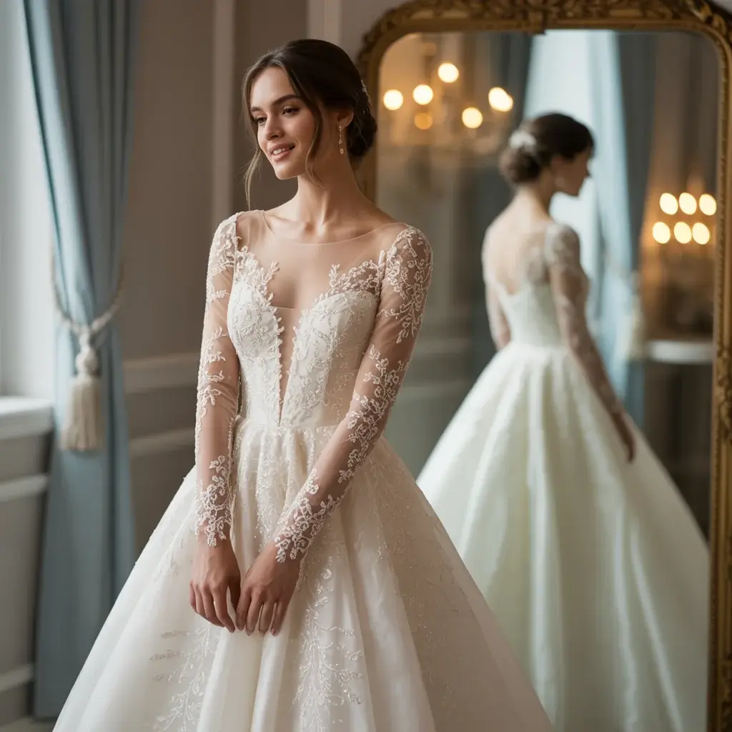 Top 13 Detachable Sleeves for Wedding Dress Ideas Trending on Pinterest 3 Sheer Illusion Long Sleeves Dress