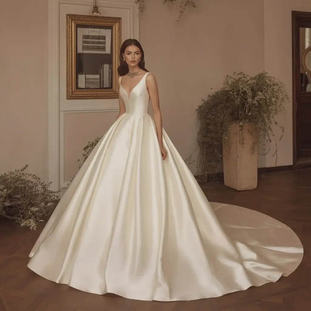 Silk Organza Cat Eye Ball Gown With Ethereal Volume And Contemporary Neckline