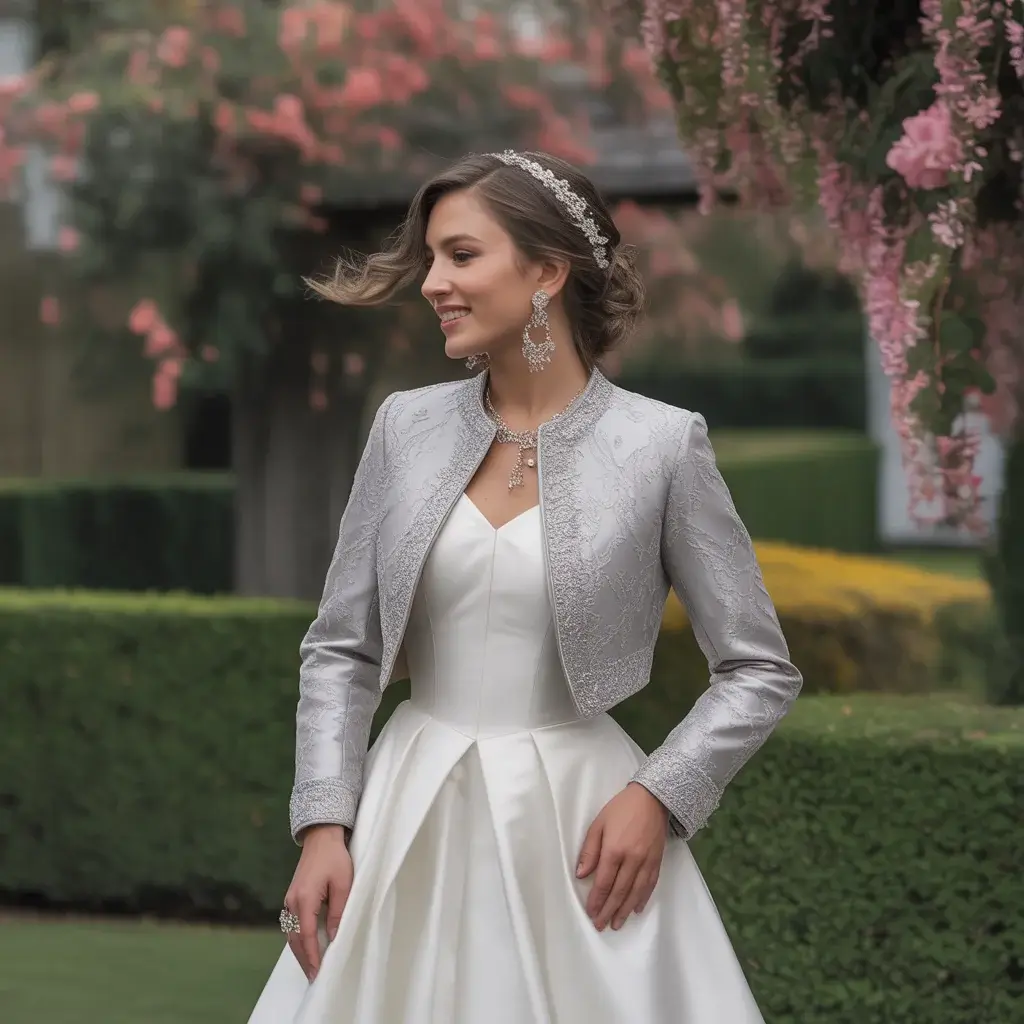 Silver Brocade Jacket Dress