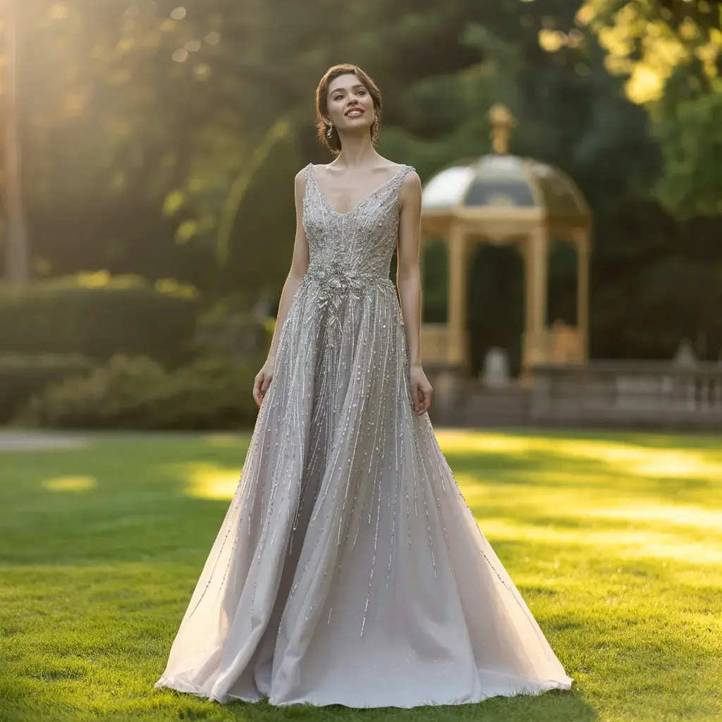 Silver and White Glamour Dress