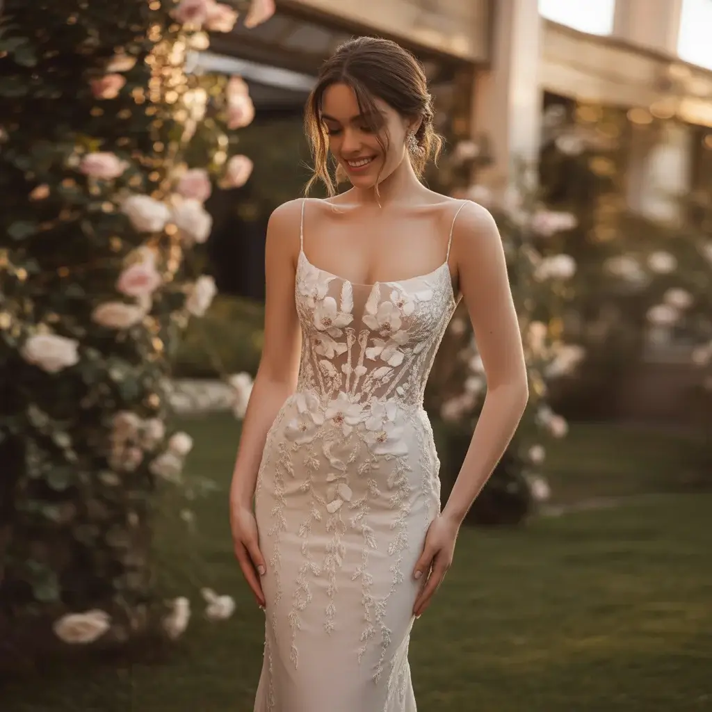 Sophisticated Orchid Embroidered Column Dress