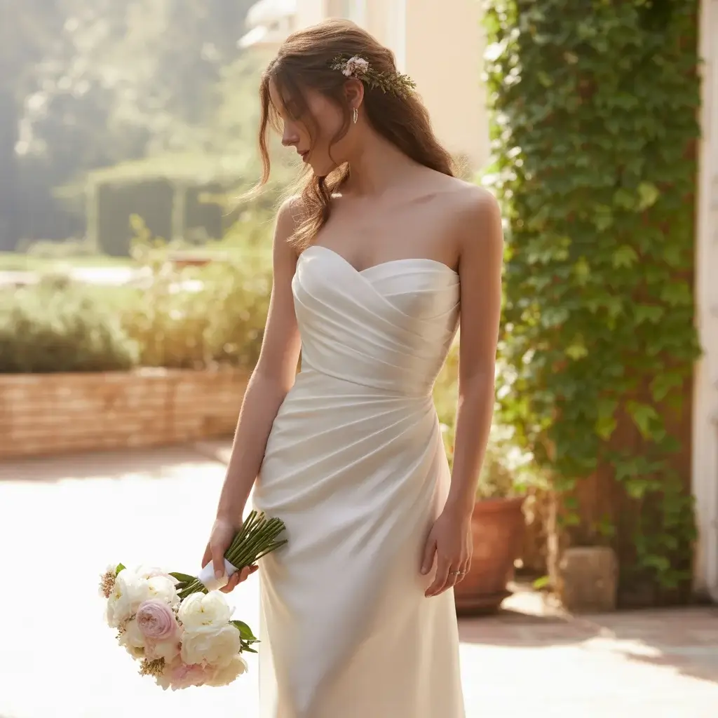 Strapless Draped Column Dress