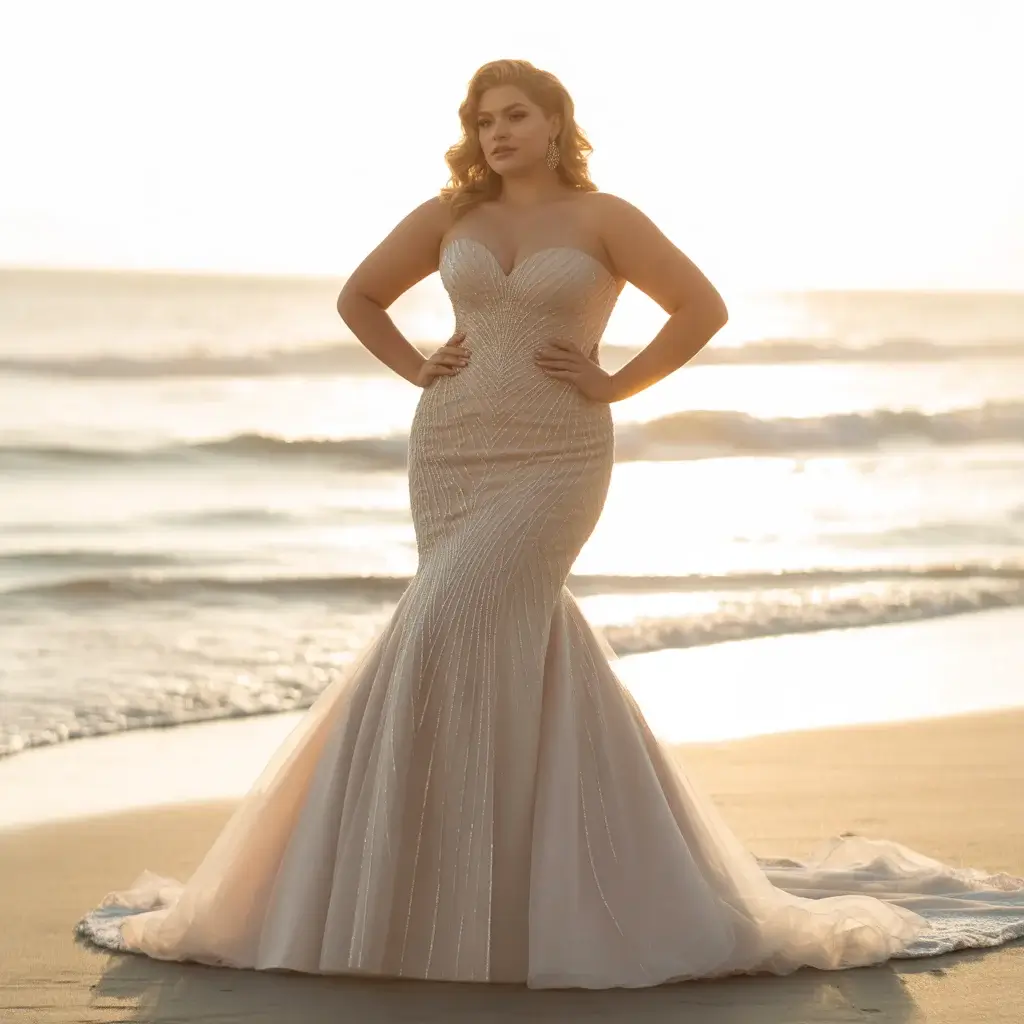 Top 17 Plus Size Mermaid Dresses That Are Trending Right Now 7 Strapless sweetheart neckline mermaid stunner plus size