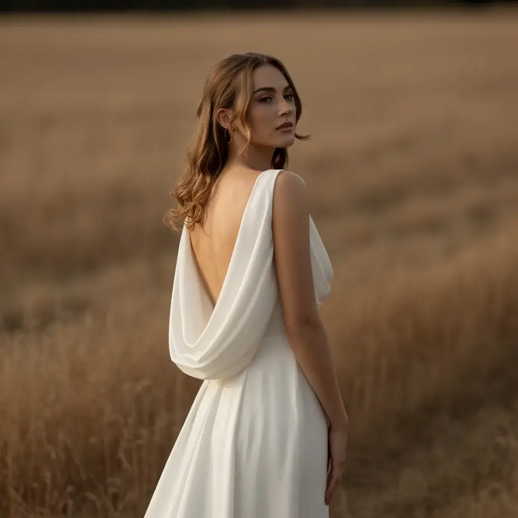 Top 13 Cowl Neck Wedding Gowns Trending on Pinterest 5 Stunning backless wedding dress with cowl front draping and dramatic open back design
