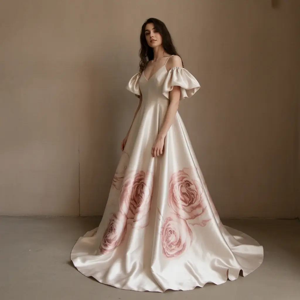 Sustainable rose dyed silk bridal gown