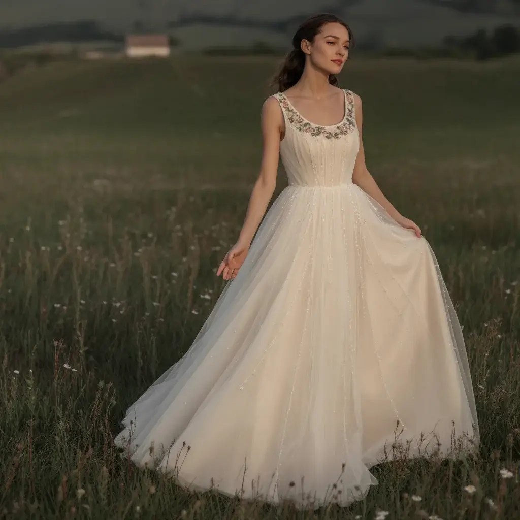 Top 15 Scoop Neck Wedding Dresses Brides Are Saving Right Now 10 Sweet tulle princess scoop neck wedding gown