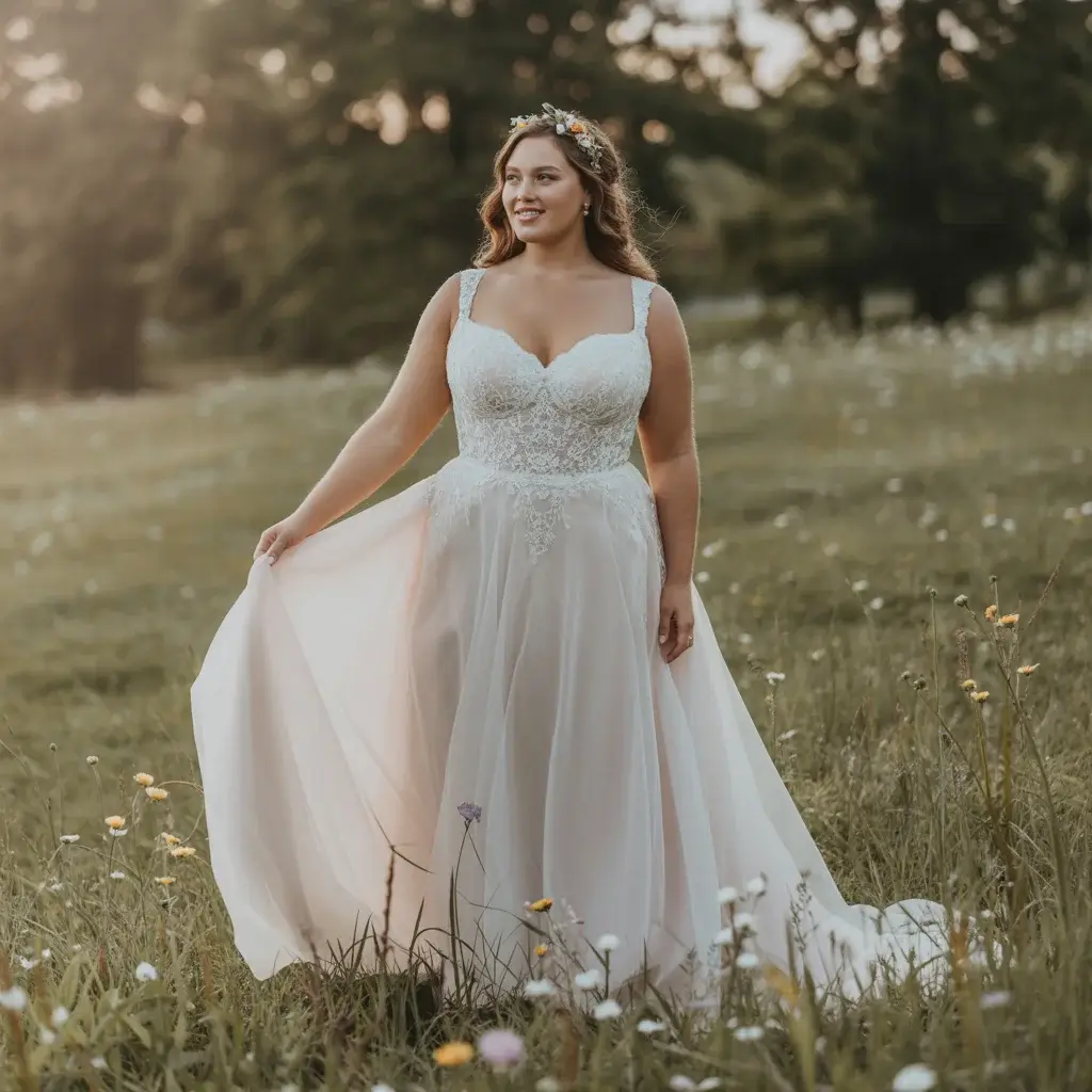 Top 13 Plus Size Wedding Dresses to Hide Stomach That Brides Are Pinning Right Now 6 Sweetheart Neckline with Detachable Overskirt