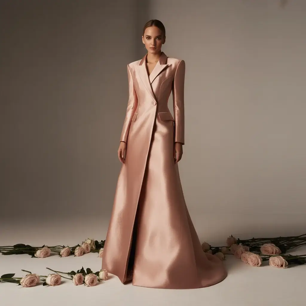 Top 15 Rose Gold Dresses That Are Trending on Pinterest 9 Tailored blazer dress in rose gold with structured shoulders and defined waistline