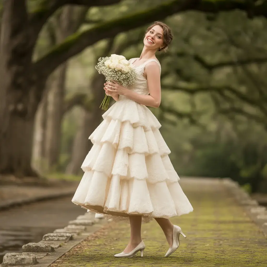 Tea-Length with All-Over Tiered Ruffles
