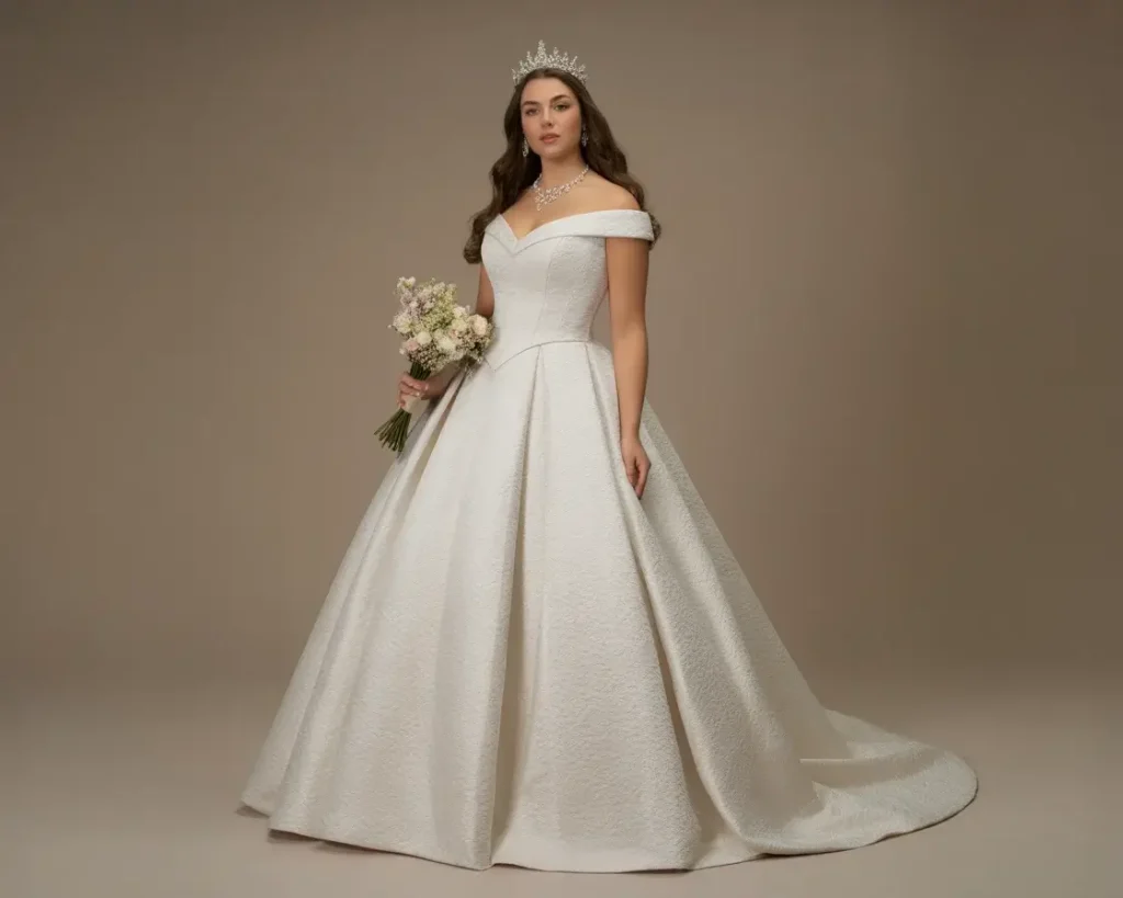 Textured Jacquard Pattern Princess Gown