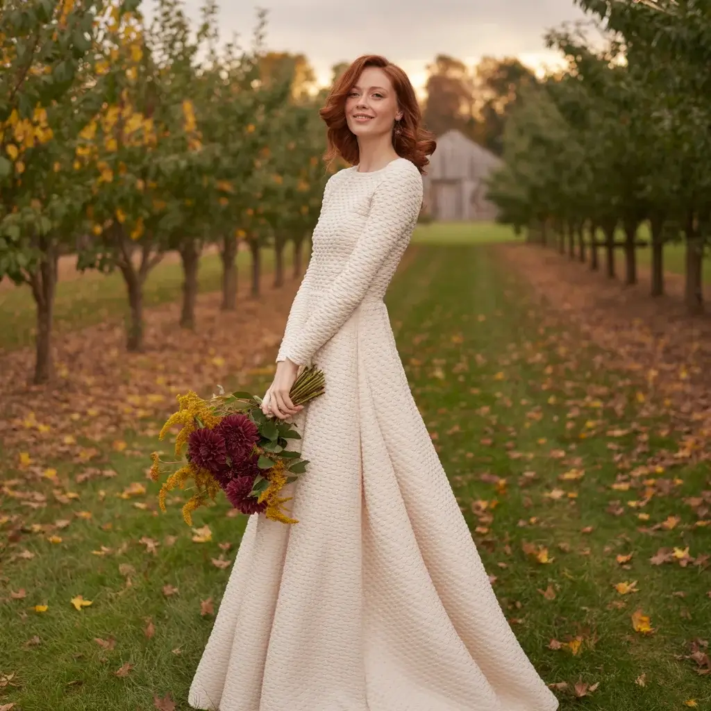Top 15 Fall Formal Wedding Attire Looks That Are Trending Right Now 7 Textured Knit Fit-and-Flare Dress