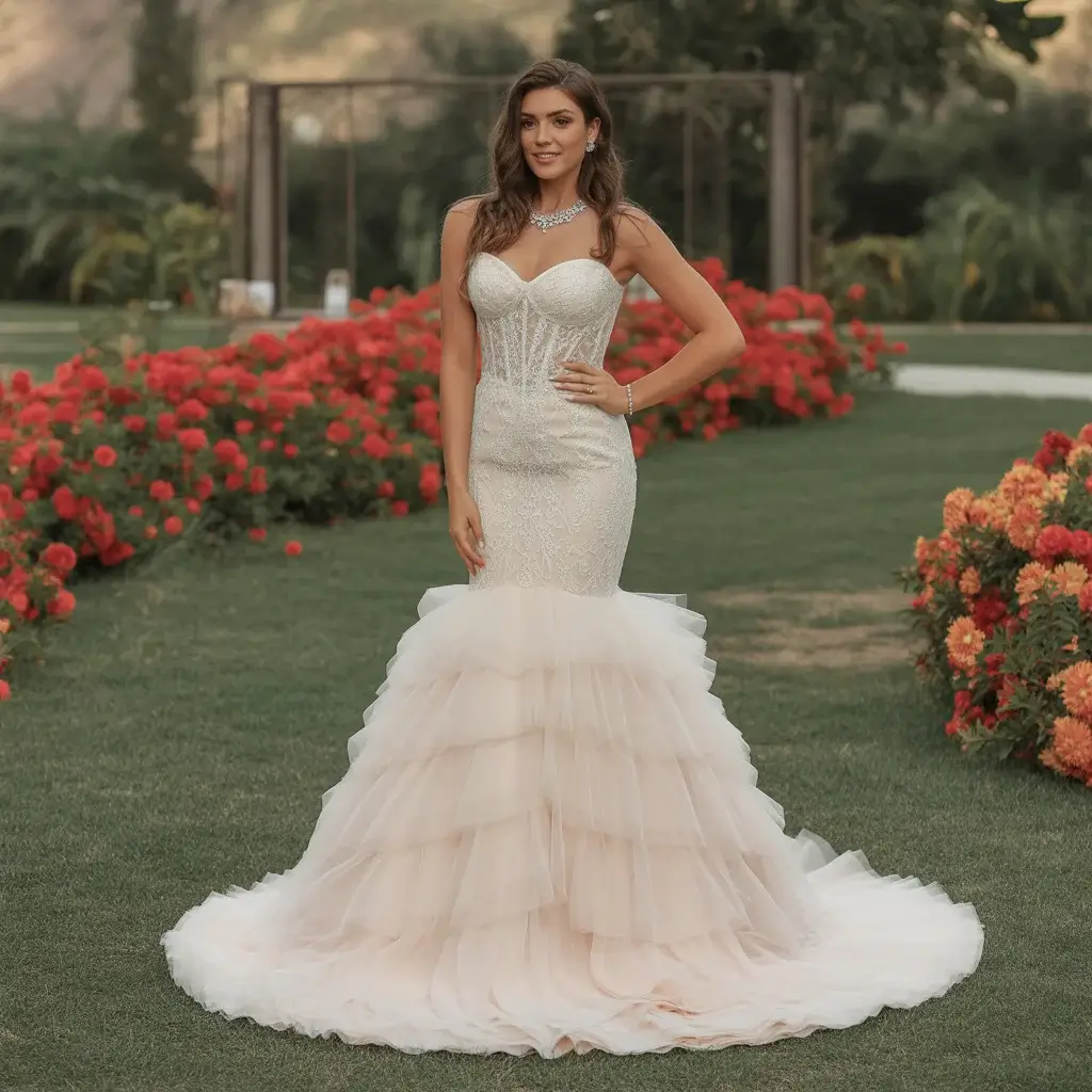 Tiered Ruffle Mermaid Gown