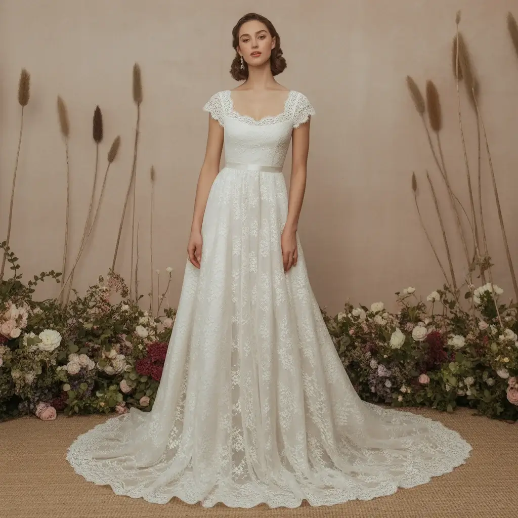 Top 15 Scoop Neck Wedding Dresses Brides Are Saving Right Now 15 Timeless heritage lace heirloom scoop neck gown.