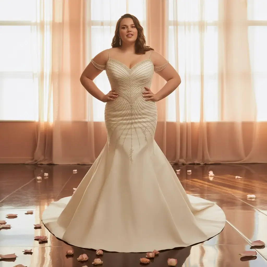 Top 17 Plus Size Mermaid Dresses That Are Trending Right Now 14 Trumpet hybrid silhouette mermaid dress plus size