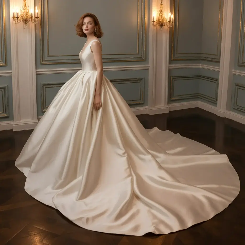 Vintage Hollywood Glamour with Dramatic Train