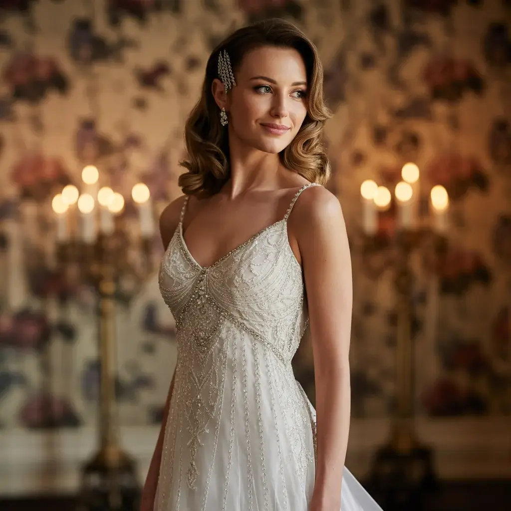 Vintage-Inspired Crystal Art Deco wedding dress