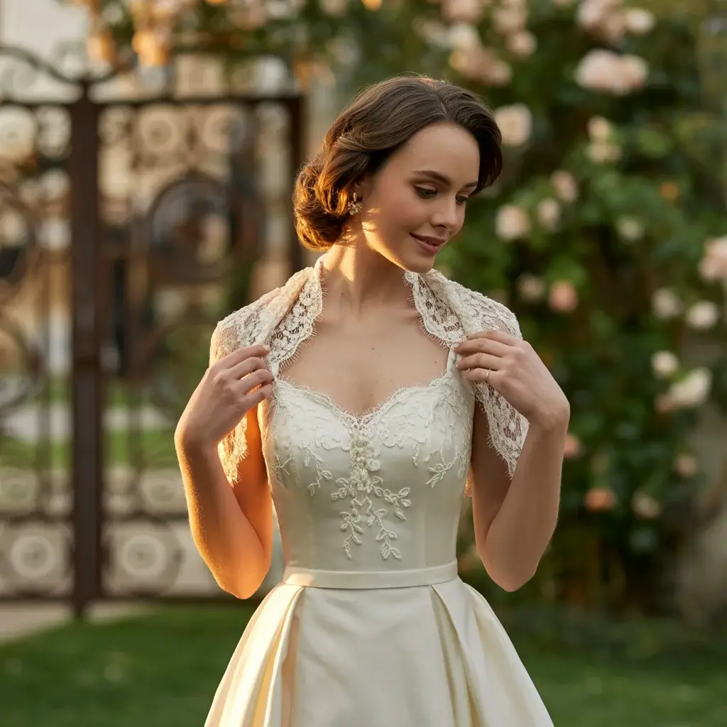 Top 13 Detachable Sleeves for Wedding Dress Ideas Trending on Pinterest 10 Vintage-Inspired Lace Bolero Dress