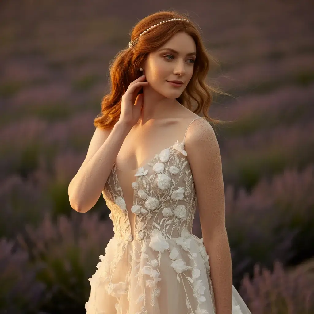 Whimsical Floral Appliqué Gown
