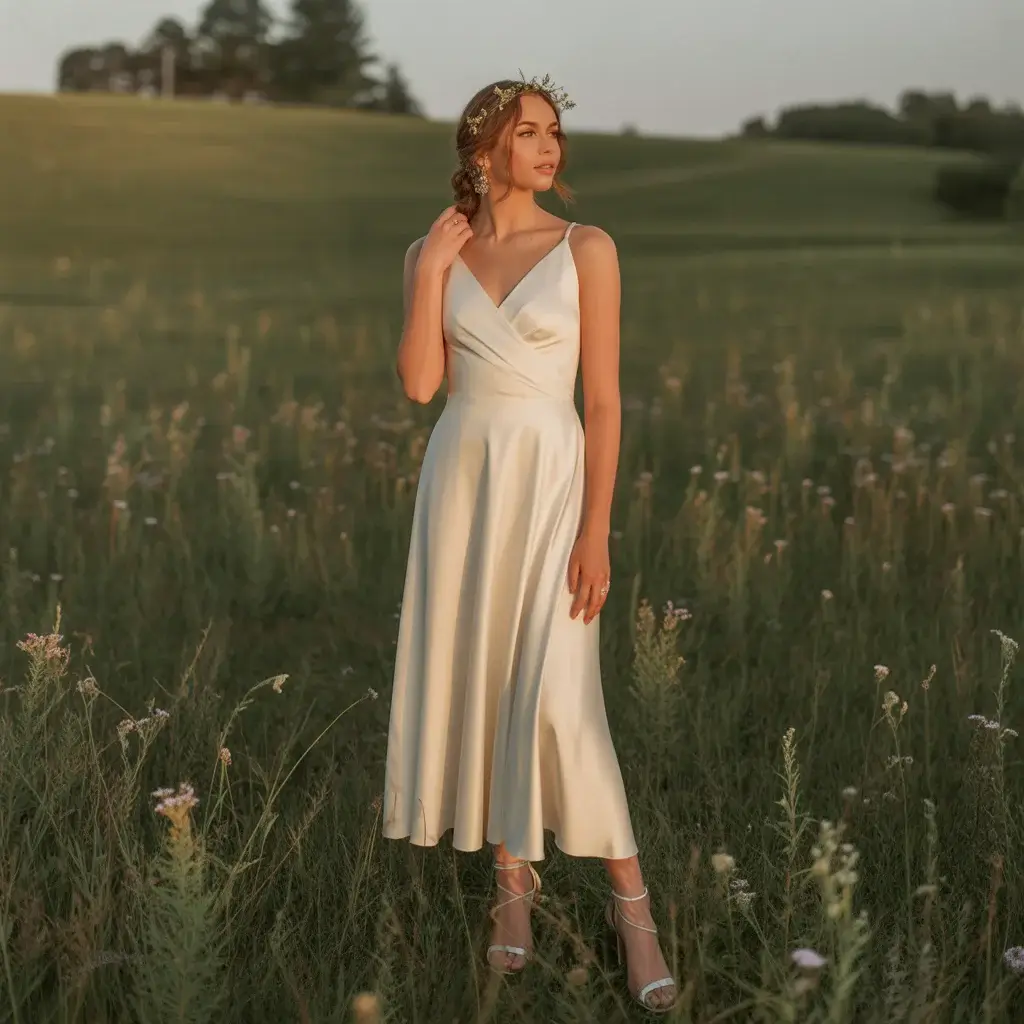 Top 13 Elopement Dresses Perfect For Your Intimate Wedding 9 Wrap-Style Midi Dress