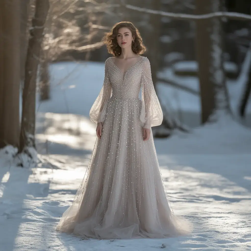 beaded winter wonderland wedding gown