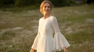 bell seleeves wedding dresses