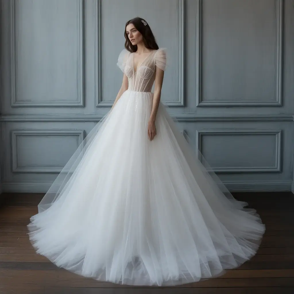 15 See Through Wedding Dresses Trending Now 2 completely transparent tulle ball gown